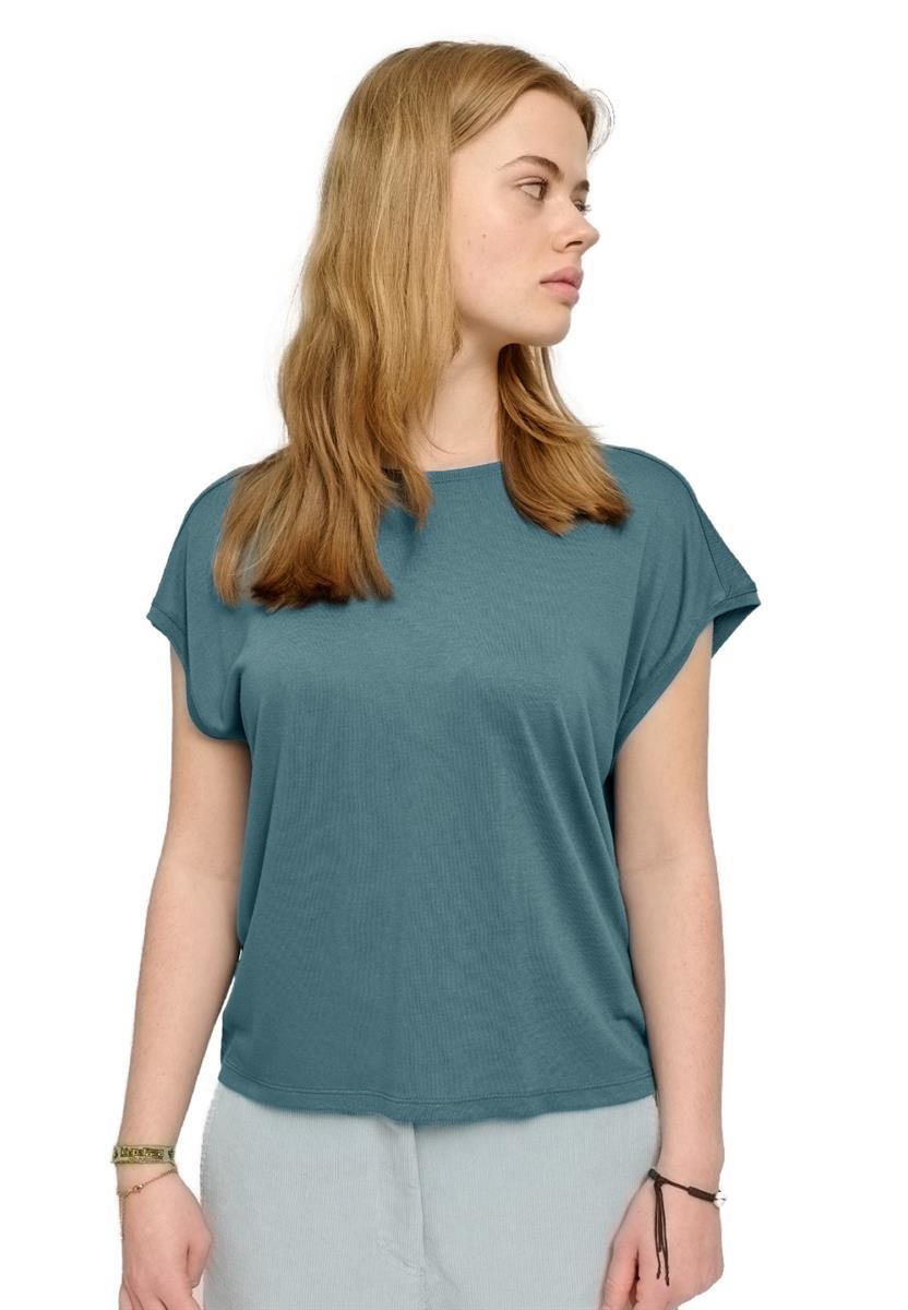 Marlowe Nature Ecovero Viscose Cropped T-Shirt steel blue