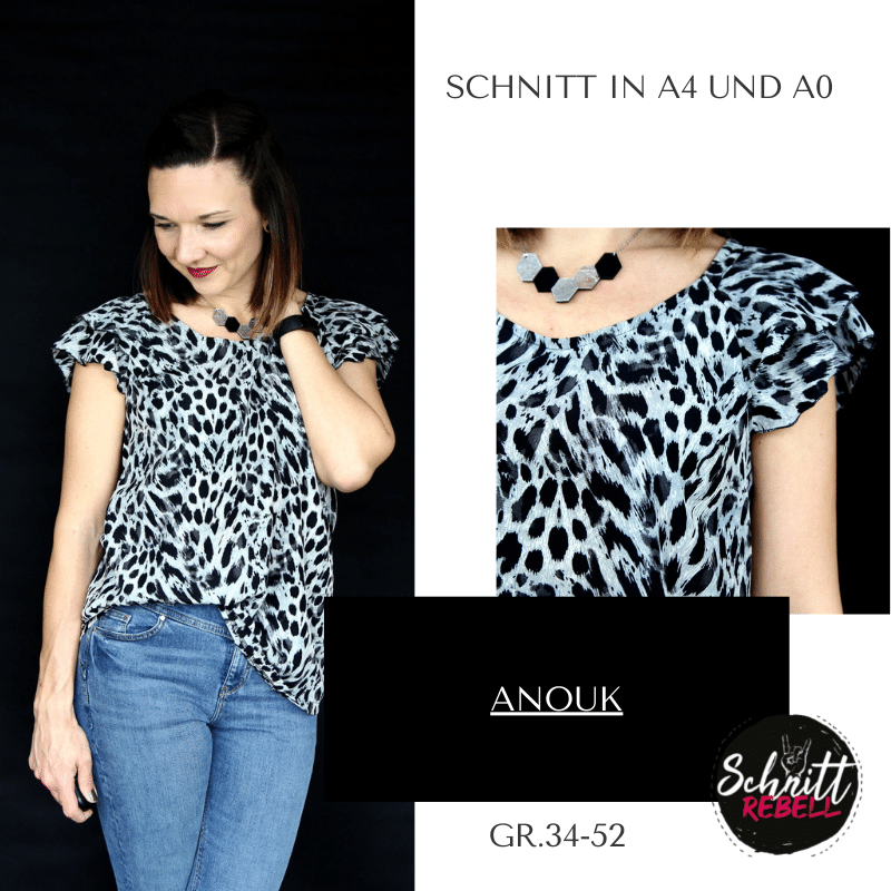 Schnittrebell Anouk Bluse Schnittmuster Ebook Gr. 34-52 Viskose