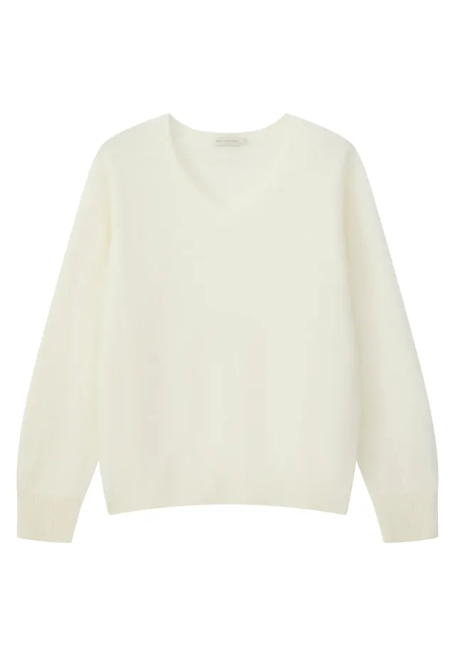marlowe nature Paloma Pullover cream Wolle Kaschmir V-Ausschnitt