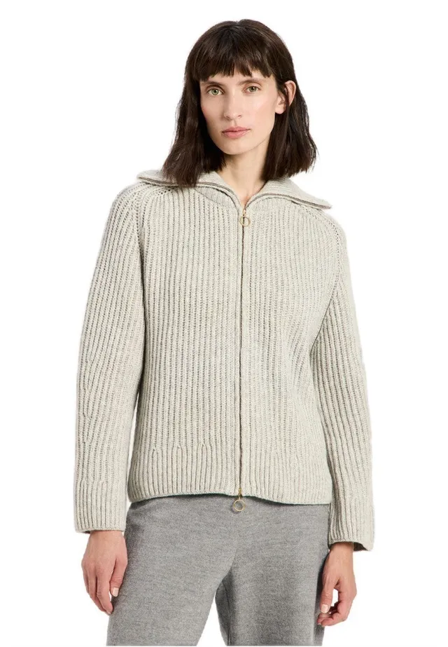 Marlowe Nature Strickjacke Rippoptik Grau Wolle Gr.38
