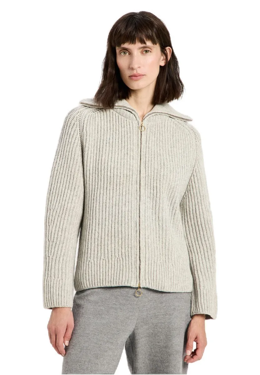 Marlowe Nature Strickjacke Rippoptik Grau Wolle Gr.38