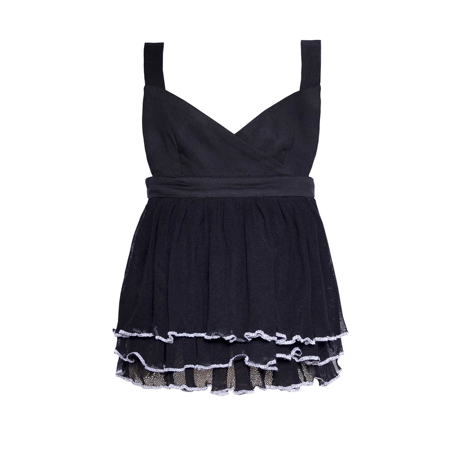 Infantium Victoria Ruffle Top Mädchentop Schwarz Bio-Baumwolle