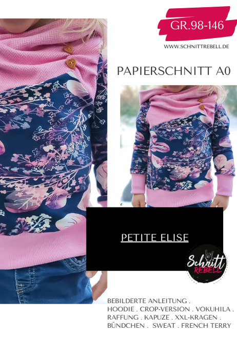 Schnittrebell Petite Elise Hoodie Schnittmuster Gr.98-146