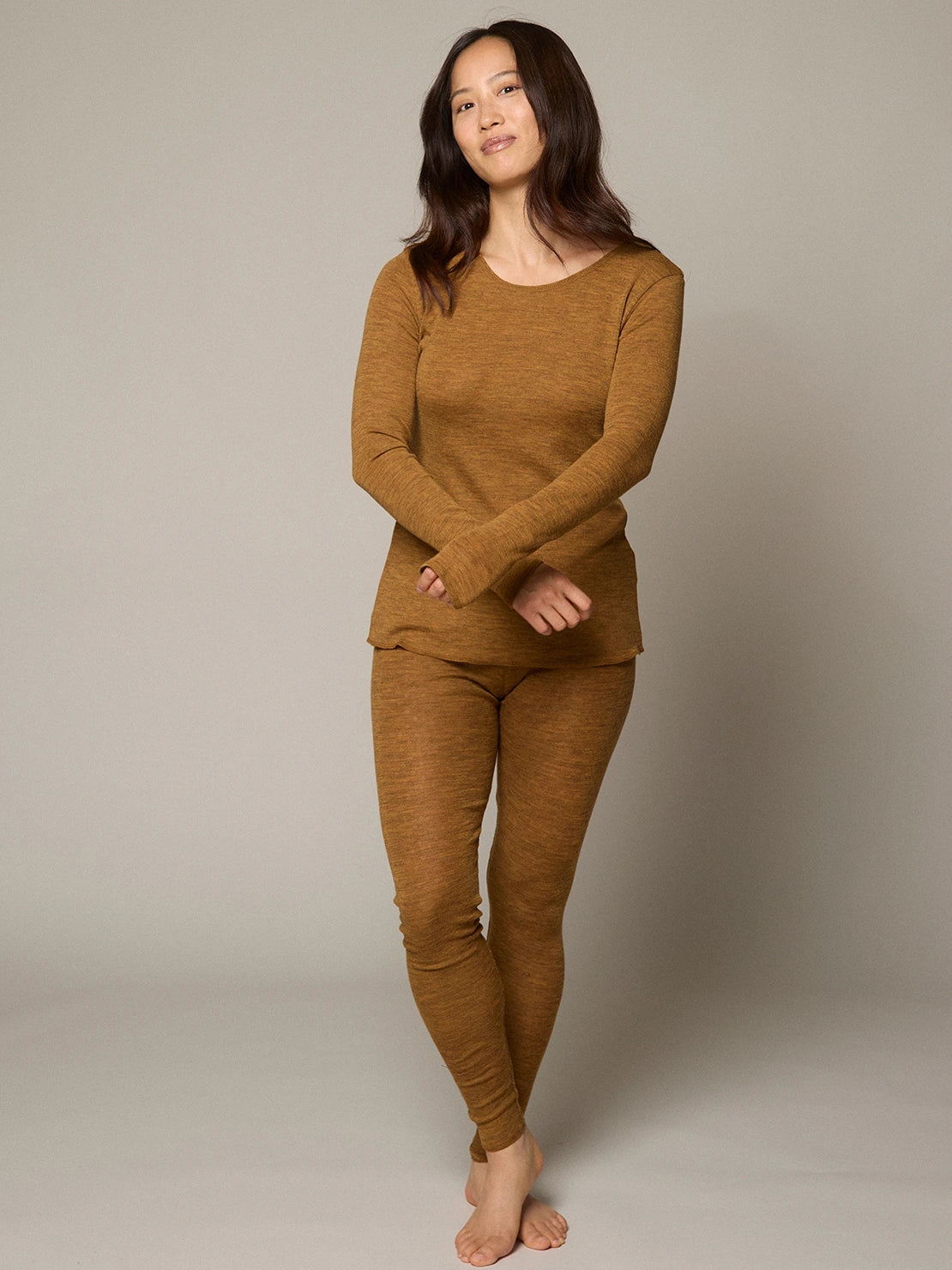 Jalfe Shirt Wolle Plain Damen melange emerald M/38 Wolle