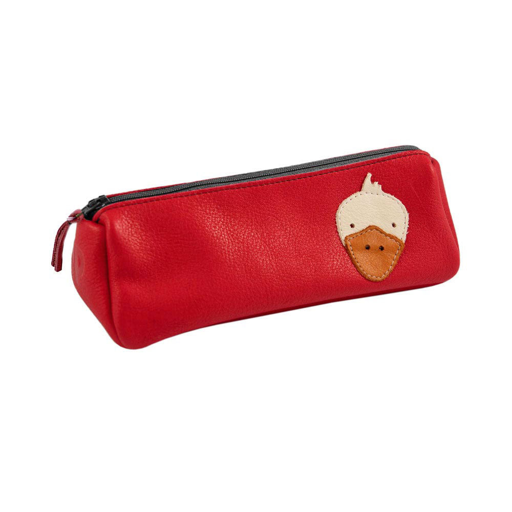 Pantolinos Federtasche Gans Federmäppchen himbeerrot Leder