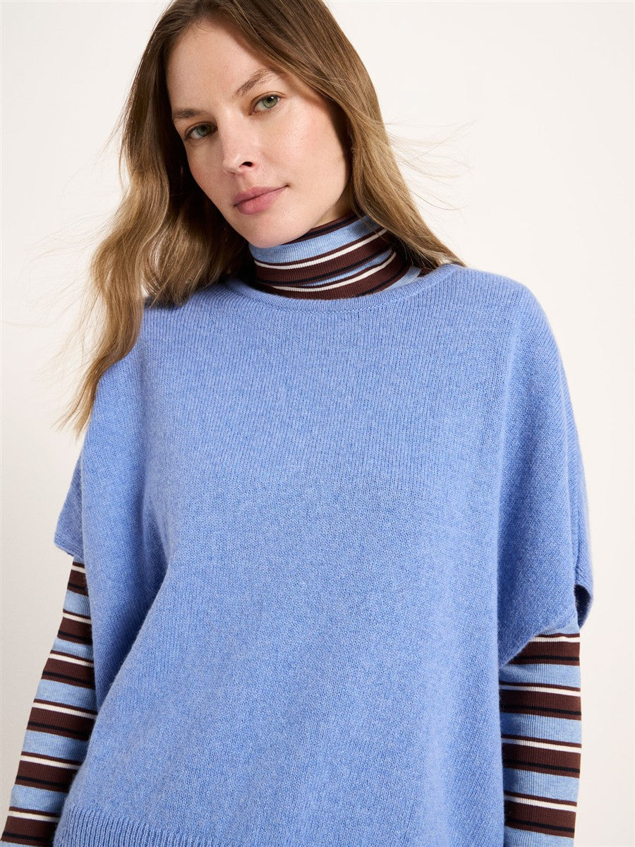 marlowe nature Pullunder Wolle Baumwolle light blue melange