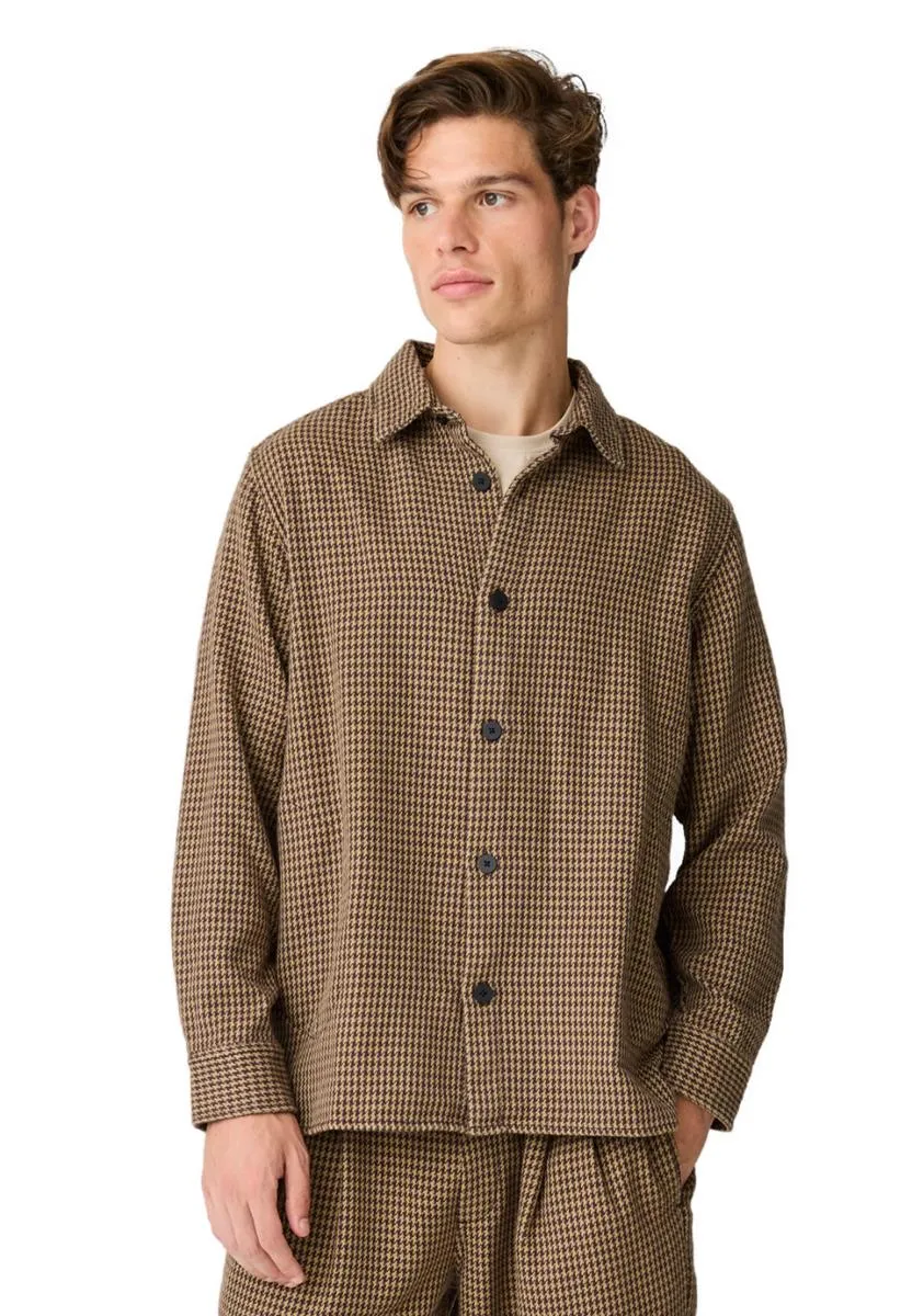 marlowe nature Loose Houndtooth Overshirt dark brown M