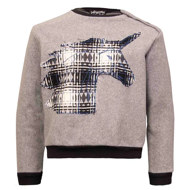 Infantium Victoria Sweatshirt Einhorn grau Fleece Kinderpullover