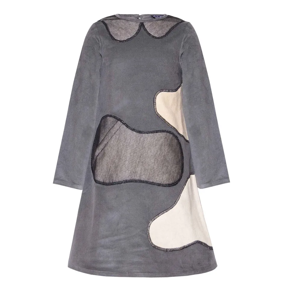 Infantium Victoria Kleid Samtkleid Grau A-Linie Gr. 128
