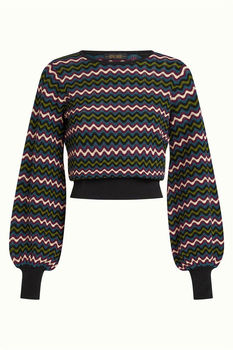 marlowe nature Bell Top Wyler Strickpullover schwarz Streifen