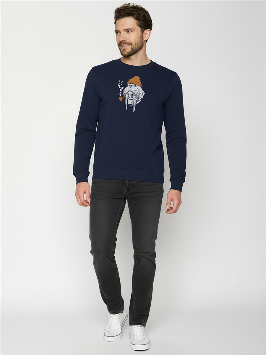marlowe nature Smokey Walrus Wild Sweatshirt navy Bio-Baumwolle