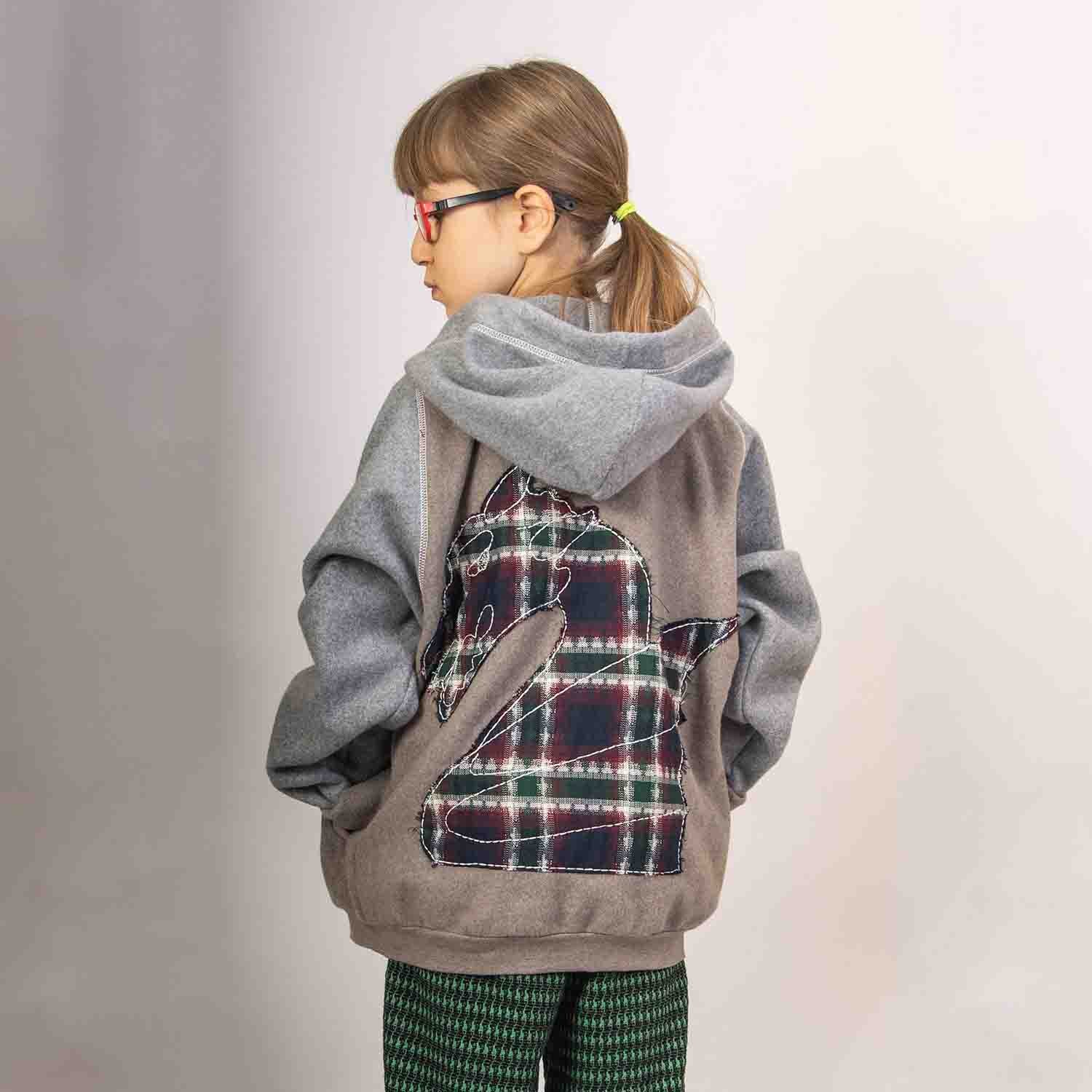 Infantium Victoria Fleece Hoodie beige Drache 128 Baumwolle