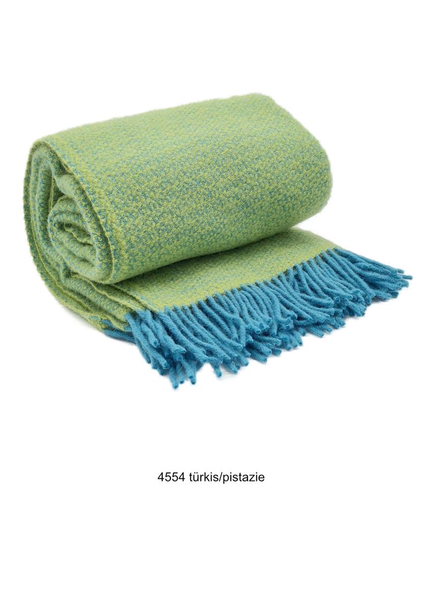 marlowe nature Punto Wolldecke 130x200 türkis Schurwolle