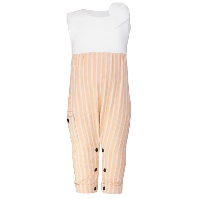 Infantium Victoria Peach Seersucker Baby Romper pfirsich Schleife