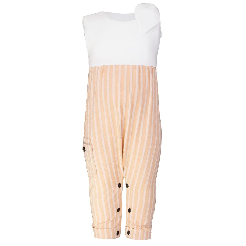 Infantium Victoria Peach Seersucker Baby Romper pfirsich Schleife