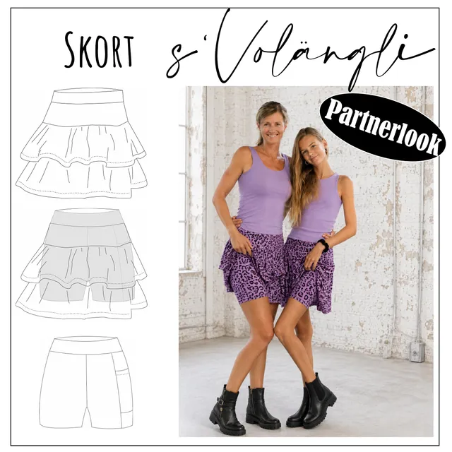 Moeve Design Skort sVolängli Partnerlook Schnittmuster Set
