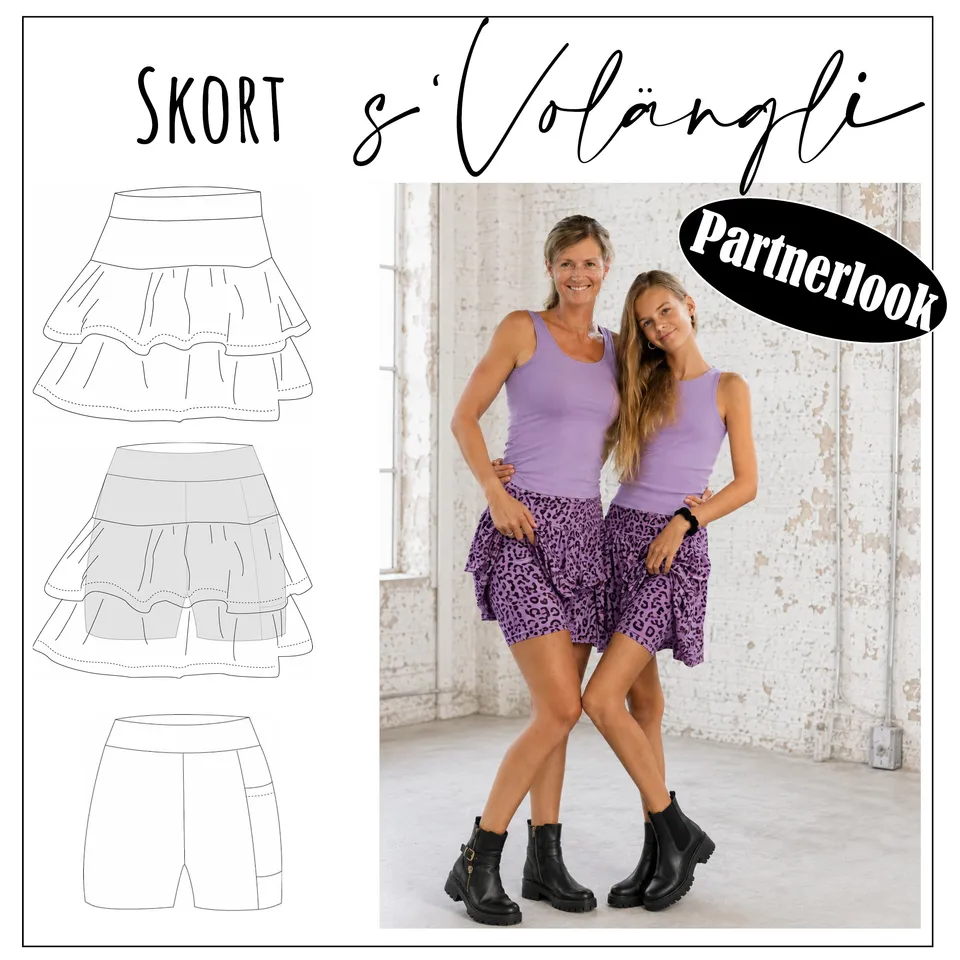 Moeve Design Skort sVolängli Partnerlook Schnittmuster Set