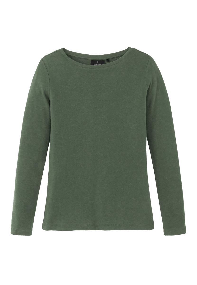marlowe nature Iris Longsleeve dark khaki Bio-Baumwolle