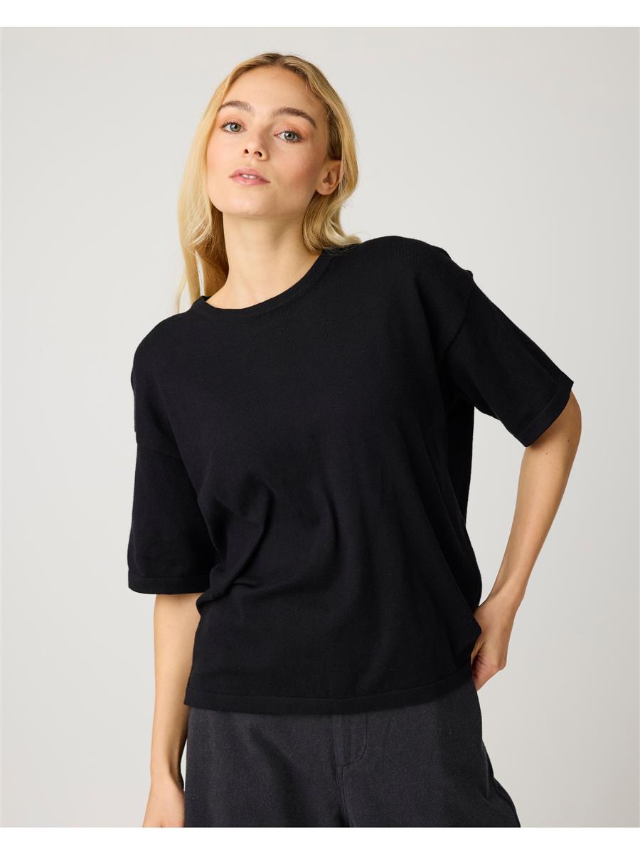 Marlowe Nature Cashmere Knitted T-Shirt Kaschmir black jet