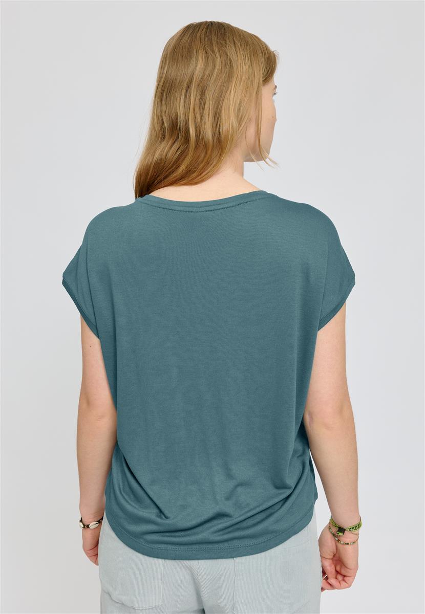 Marlowe Nature Ecovero Viscose Cropped T-Shirt steel blue
