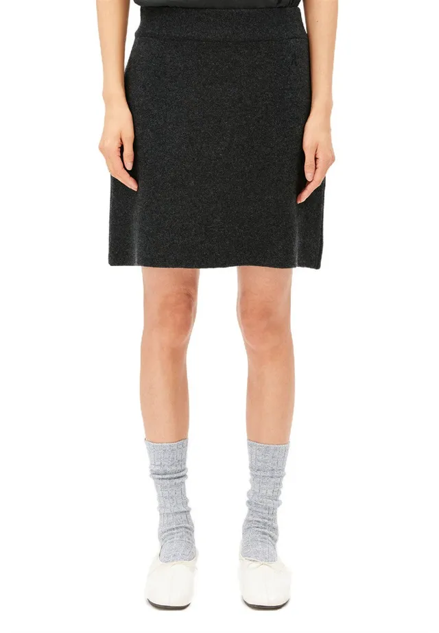 Armedangels Cotton-Wool Mini Strickrock Steel Melange Wolle