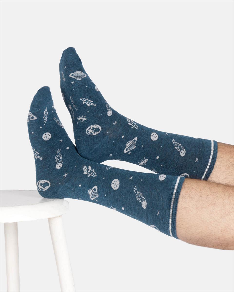 marlowe nature Mono Space Crew Socks Socken lake blue marl Bio-Baumwolle