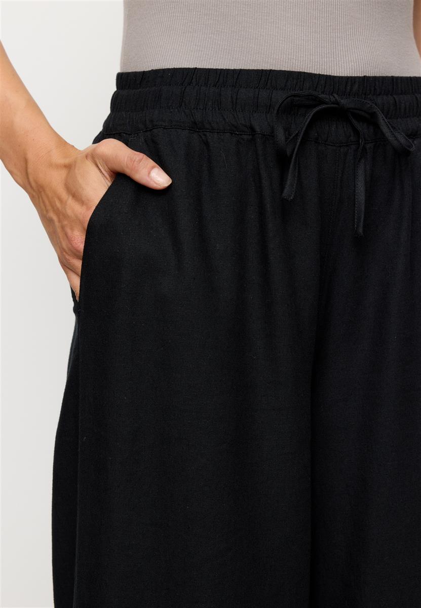 marlowe nature Alisma Hose schwarz weites Bein Viskose-Leinen