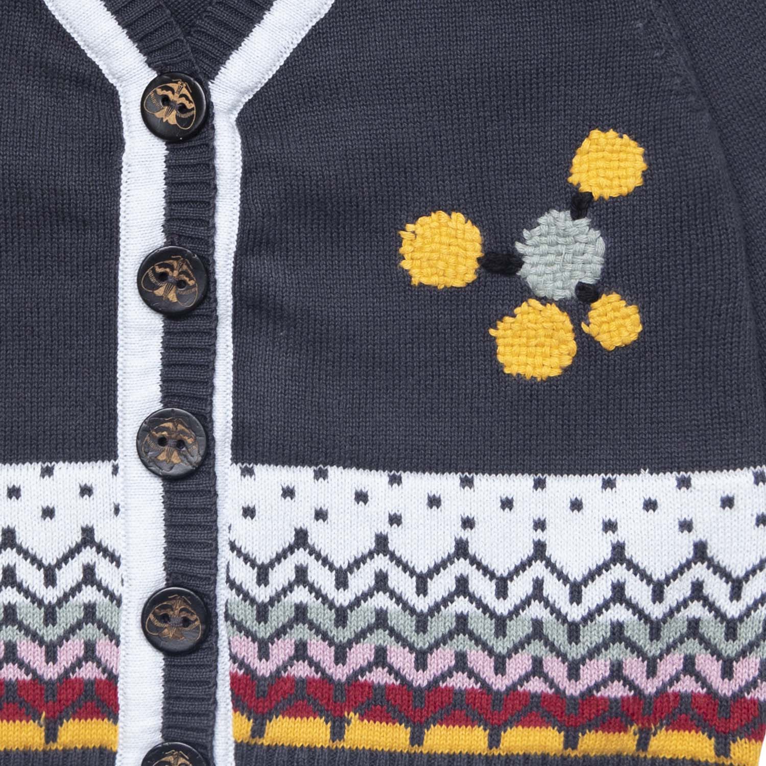 Infantium Victoria Baby Cardigan Grau Stickerei Bio Gr.68-92