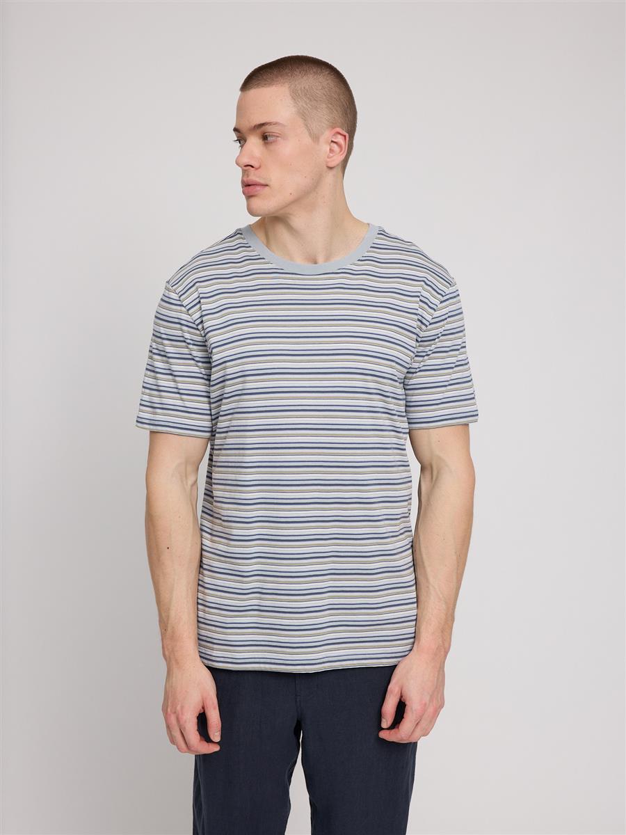Marlowe Nature Retro Striped T-Shirt ice blue multicolor M Bio