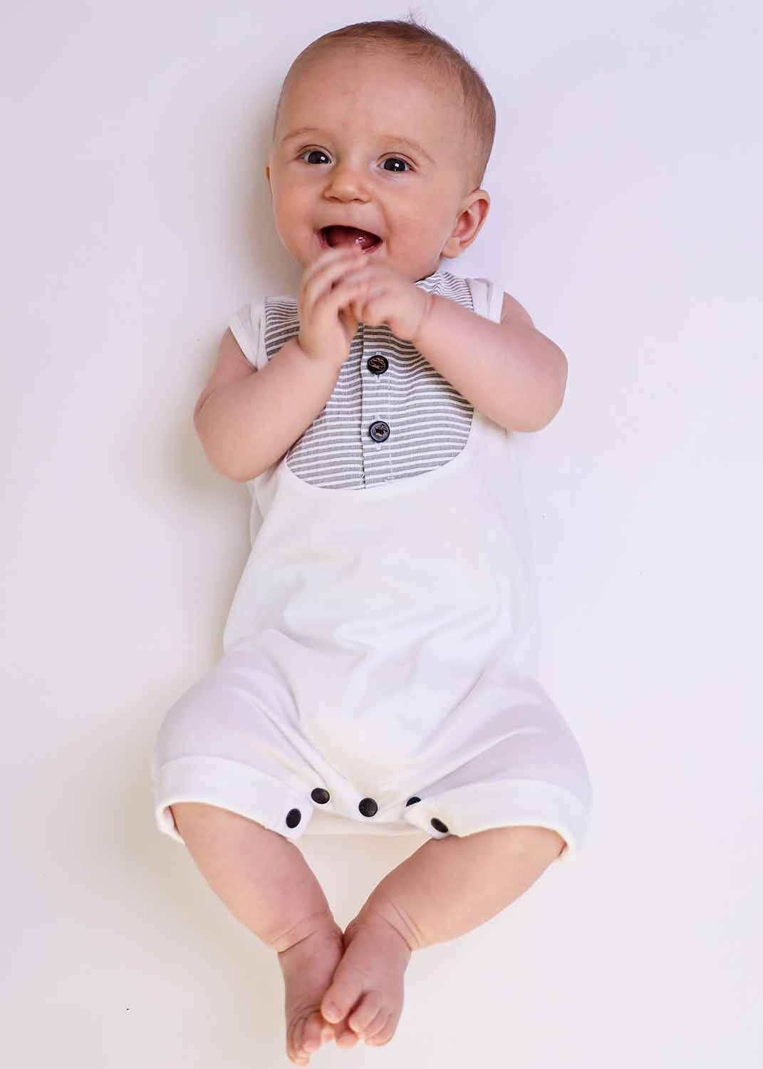 Infantium Victoria Baby Playsuit Strampler Weiß Gr 68-92