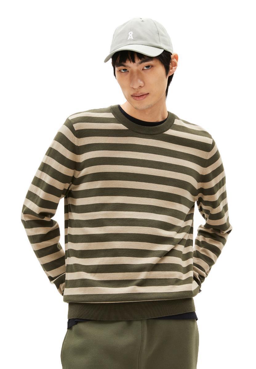 marlowe nature Loukaa Fine Stripes Pullover forest pine-light sage S