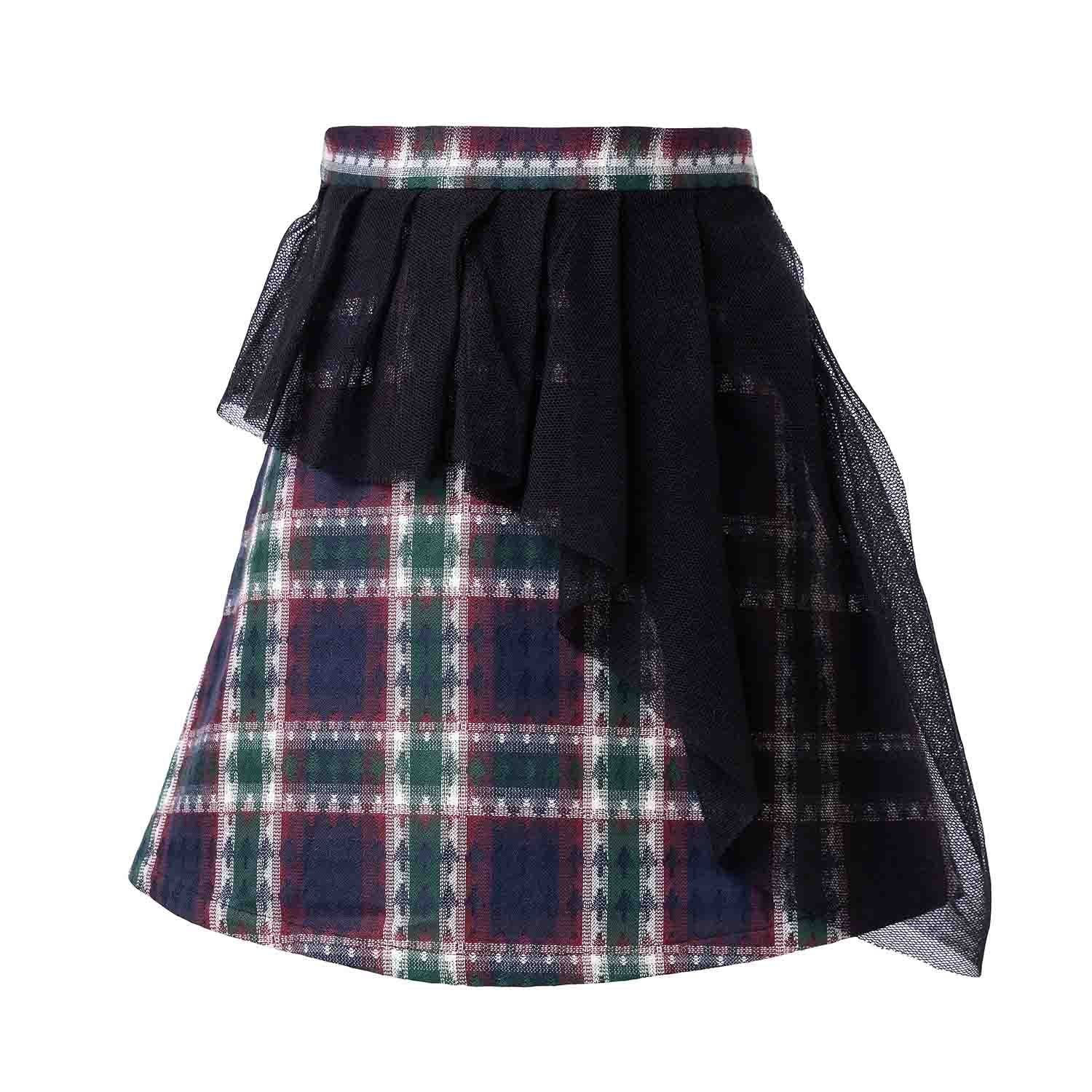 Infantium Victoria Tartan Kinderrock bordeaux Karo Mesh