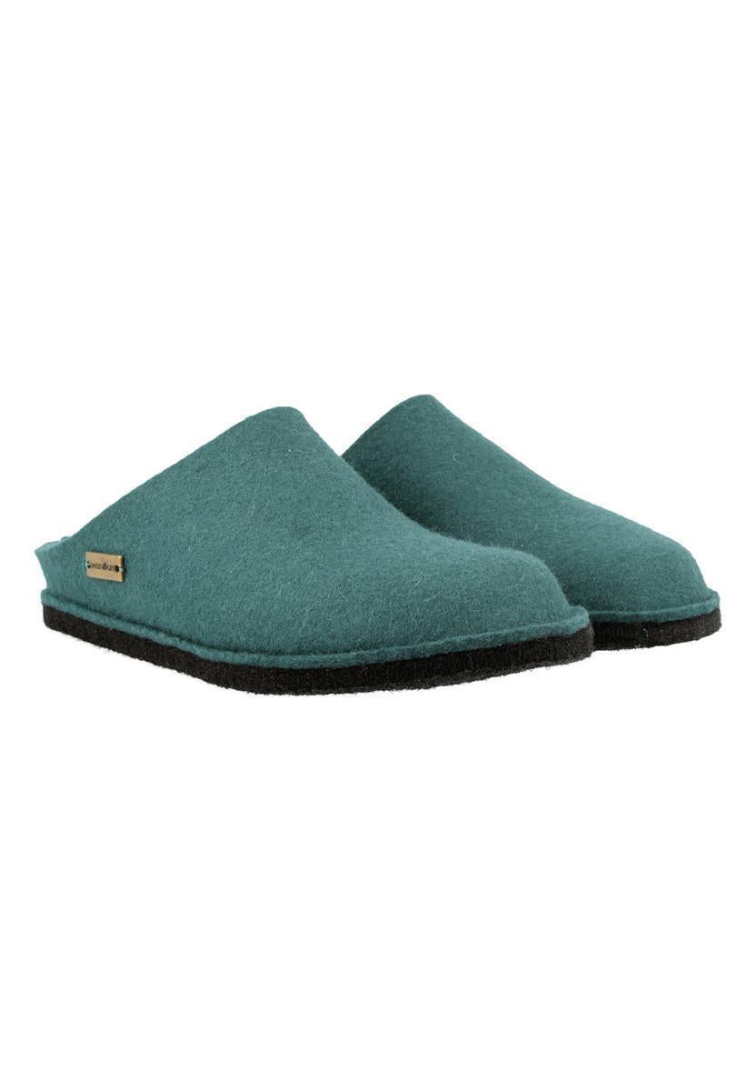 Haflinger Flair Soft Filzpantoffeln Wollfilz Fußbett jeans