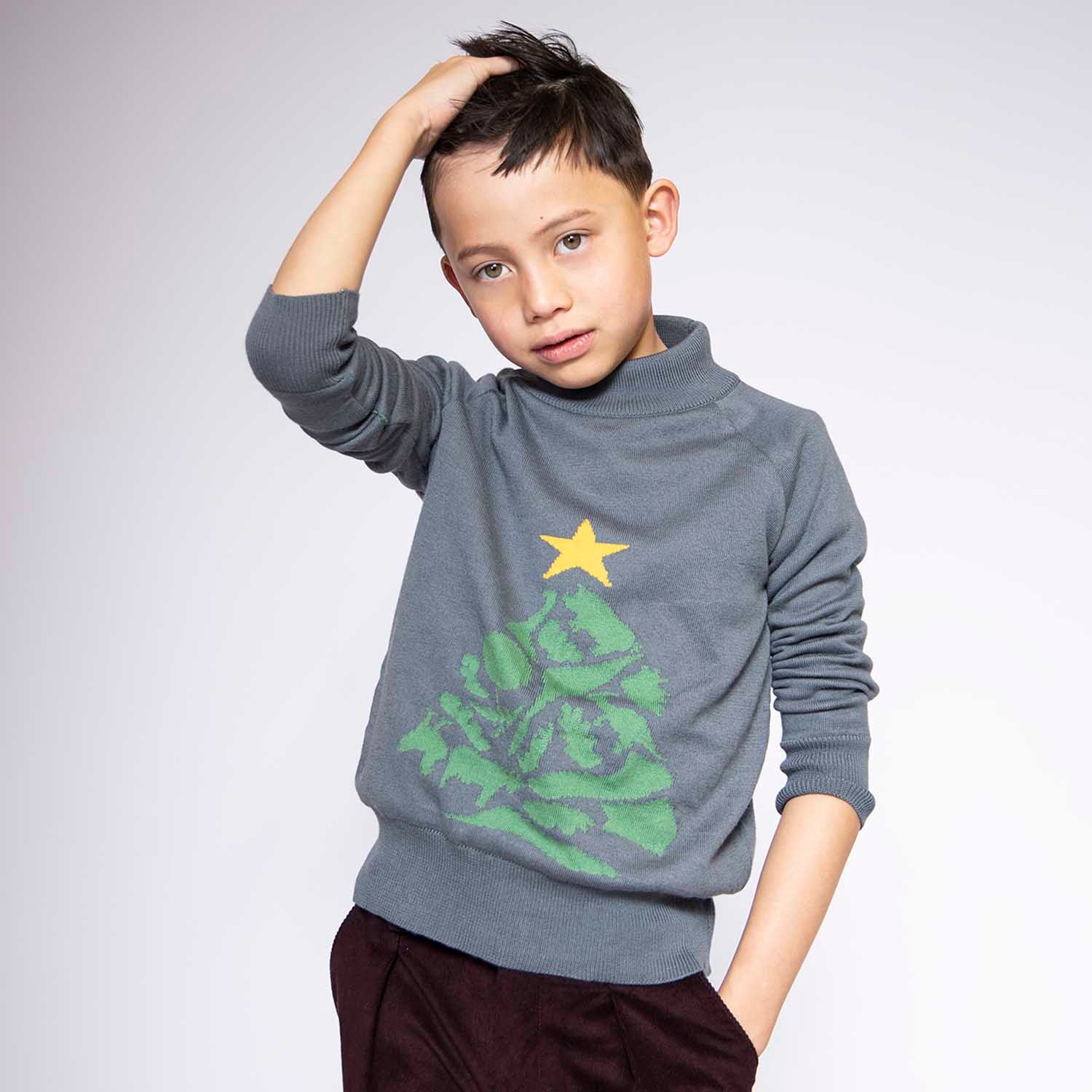 Infantium Victoria Christmas Pullover Jungen grau Bio-Baumwolle