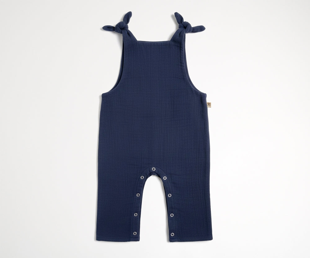 Naturkind Musselin Latzhose lang Babyhose Navy Baumwolle GOTS