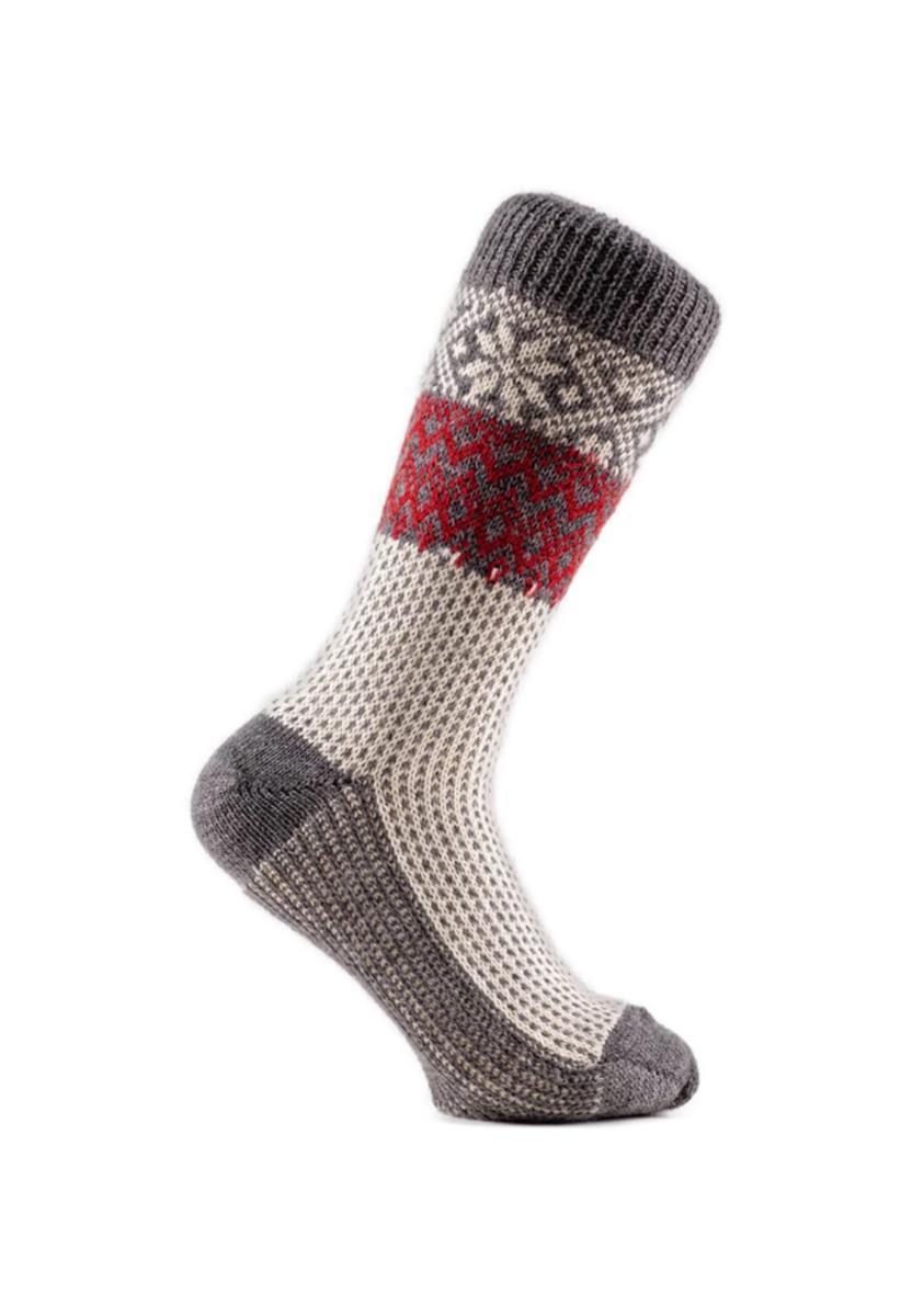 Marlowe Nature Schneefallsocke Wollsocke schiefer/natur/rot