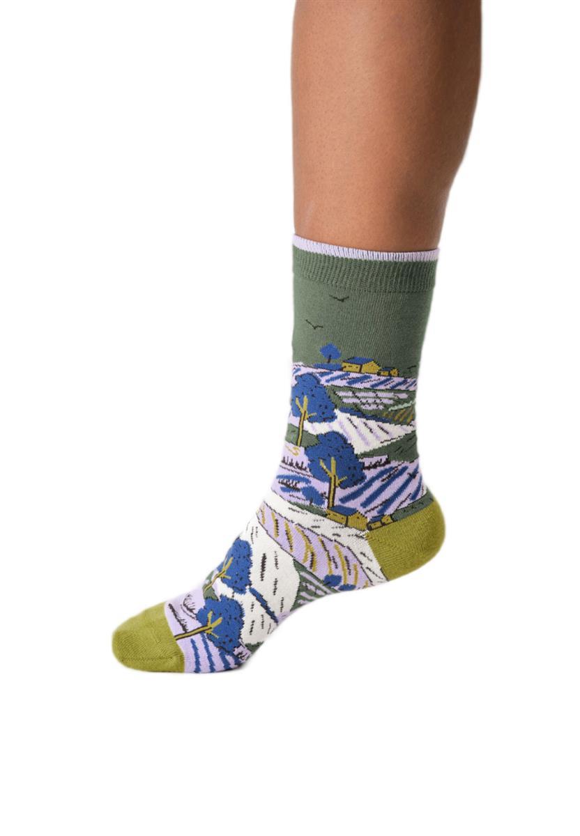 Thought Landscape Scene Crew Socks Bio-Socken eucalyptus green 37-41