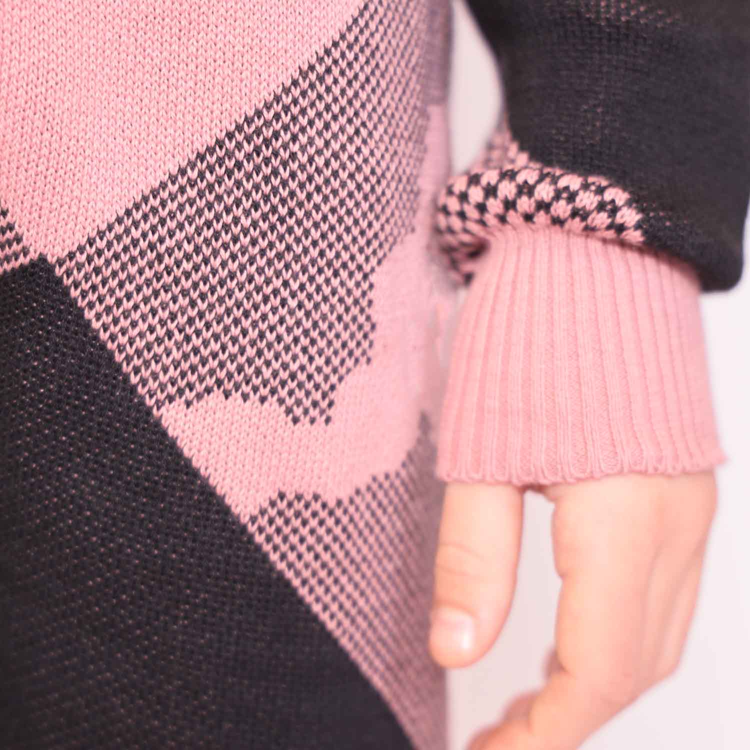 Infantium Victoria Kids Pink Black Knit Pants Strickhose Bio-Baumwolle