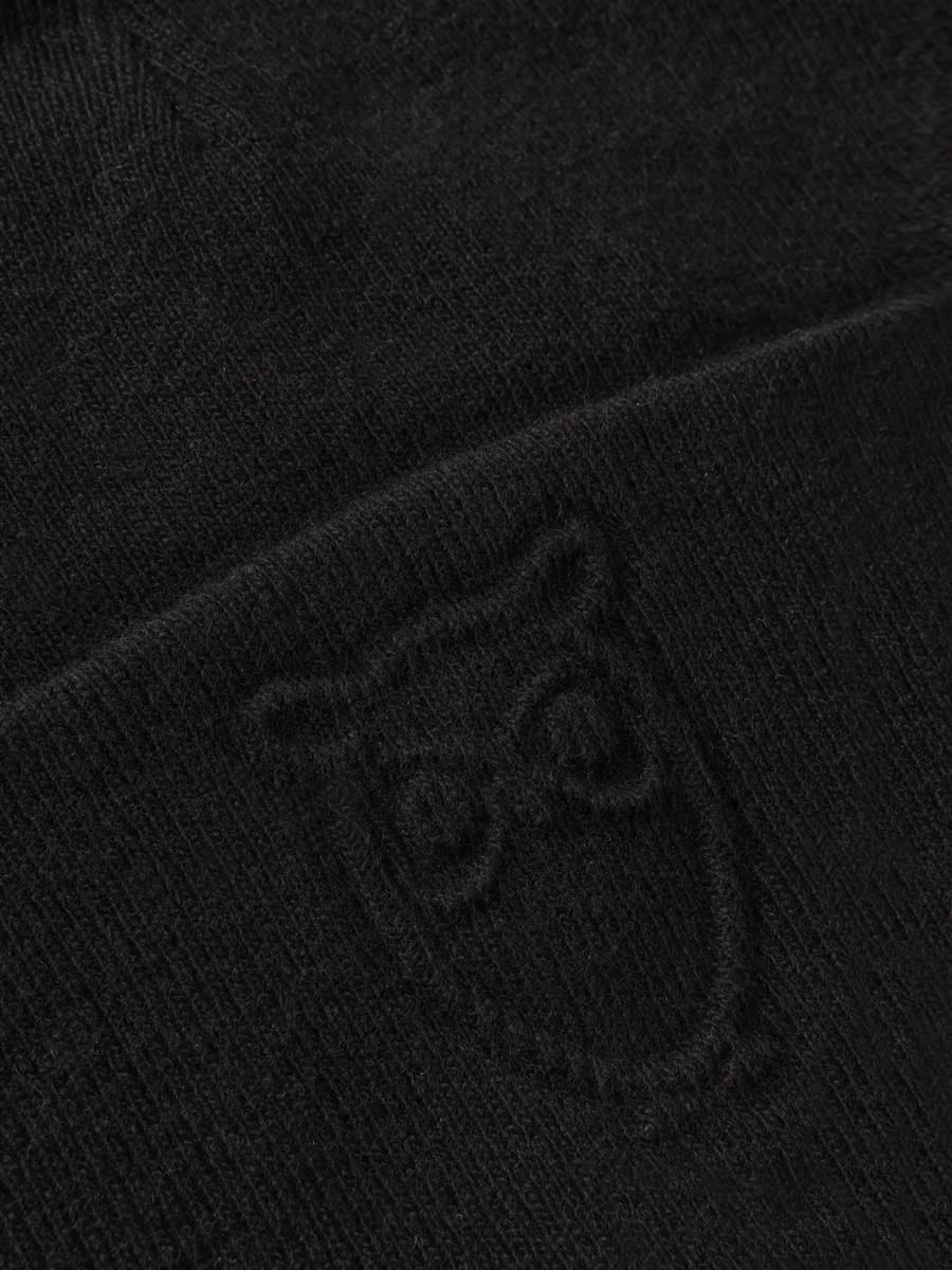 marlowe nature Lambswool Logo Embossed Beanie Mütze black jet Wolle