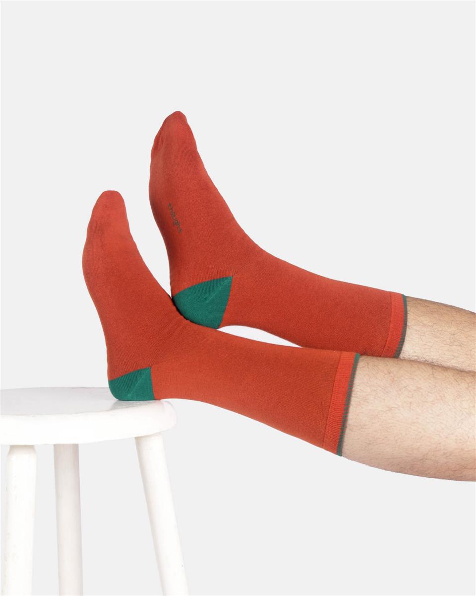 marlowe nature Modal Tipped Crew Socks brick red 41-47