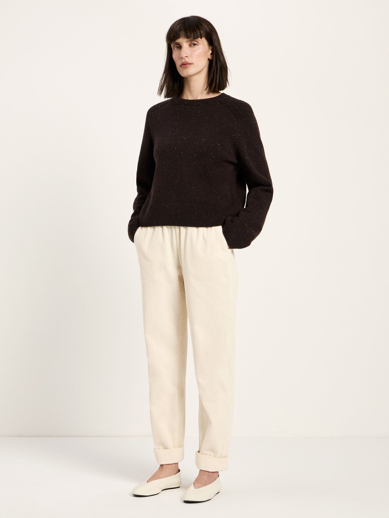 marlowe nature Cropped Pullover bitter chocolate Wollmix 34-42