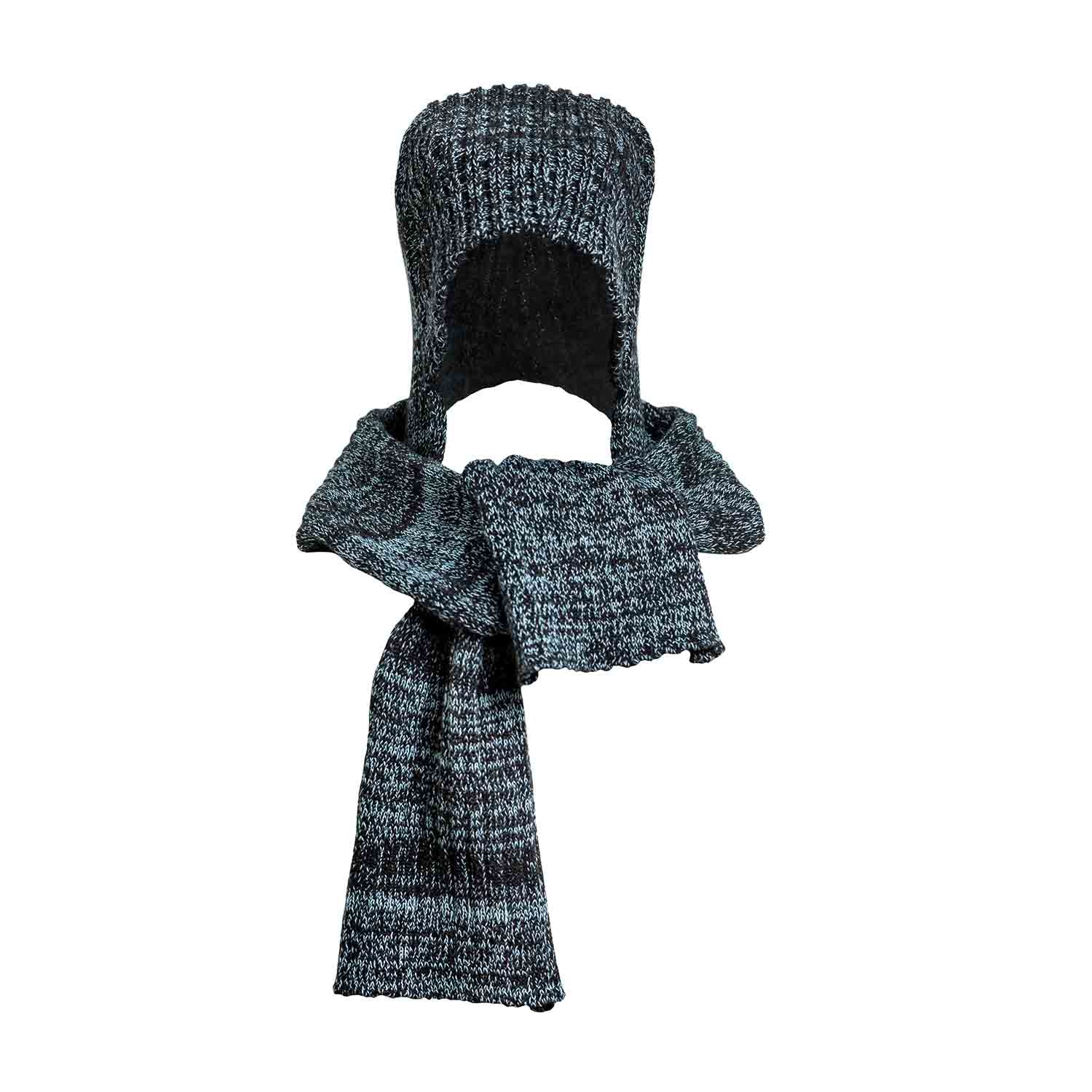 Infantium Victoria Strick Mütze Schal Schwarz Blau S-L