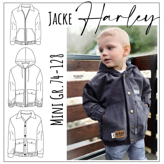 Moeve Design Harley Mini Schnittmuster Jacke 74-128 mit Kapuze