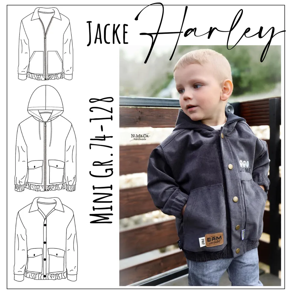 Moeve Design Harley Mini Schnittmuster Jacke 74-128 mit Kapuze