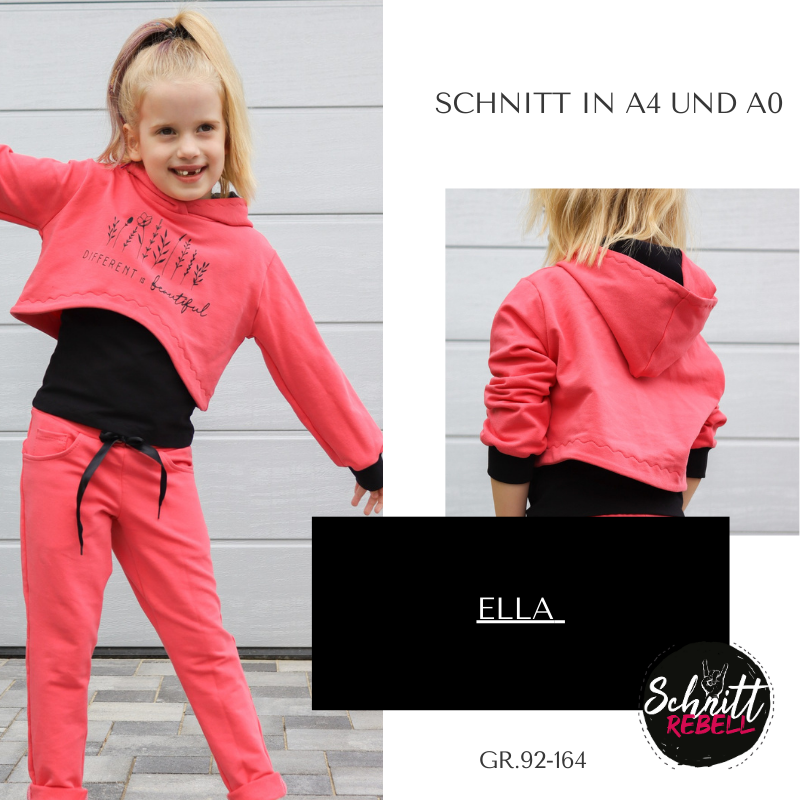 Schnittrebell Ebooks Cropped Hoodie Ella Schnittmuster Gr.92-164