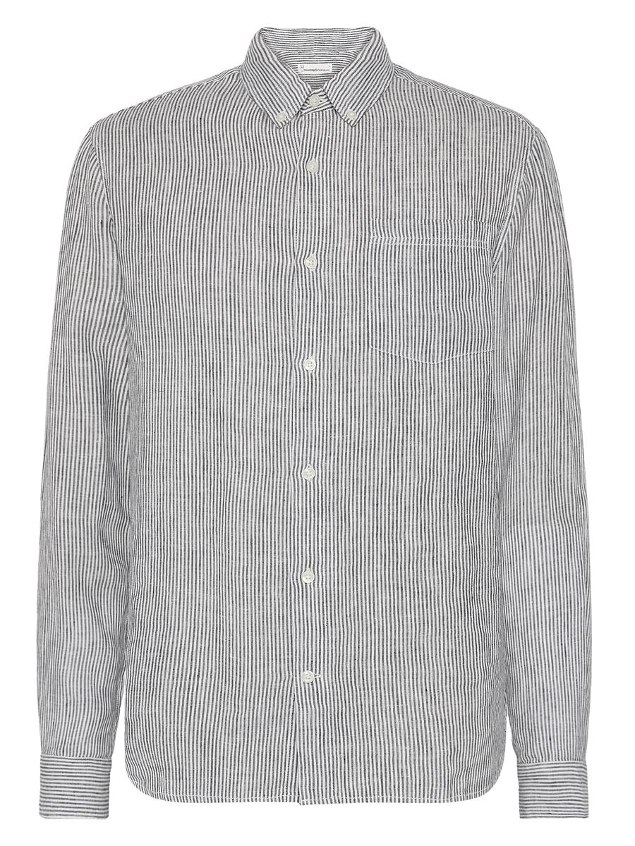 marlowe nature Regular Striped Linen Shirt burnt brick M