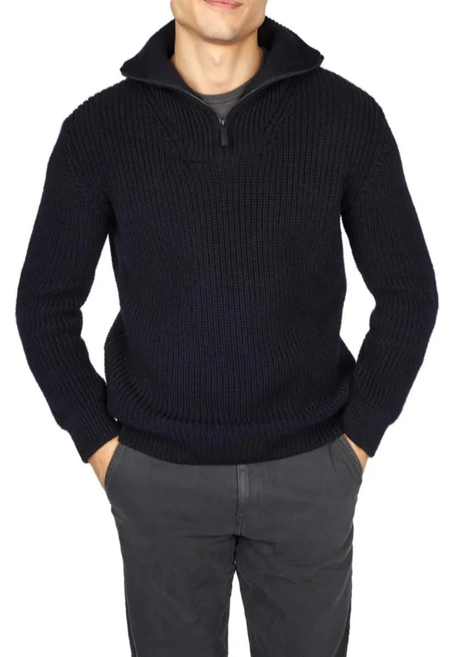 IrelandsEye Troyer Wollpullover navy mit Reißverschluss Gr. S-XXL