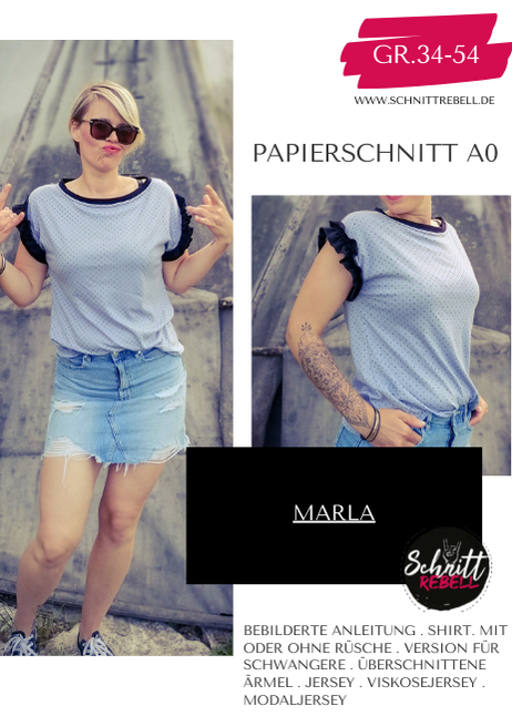Schnittrebell Marla Shirt Papierschnitt Gr.34-54 Rüsche Umstand