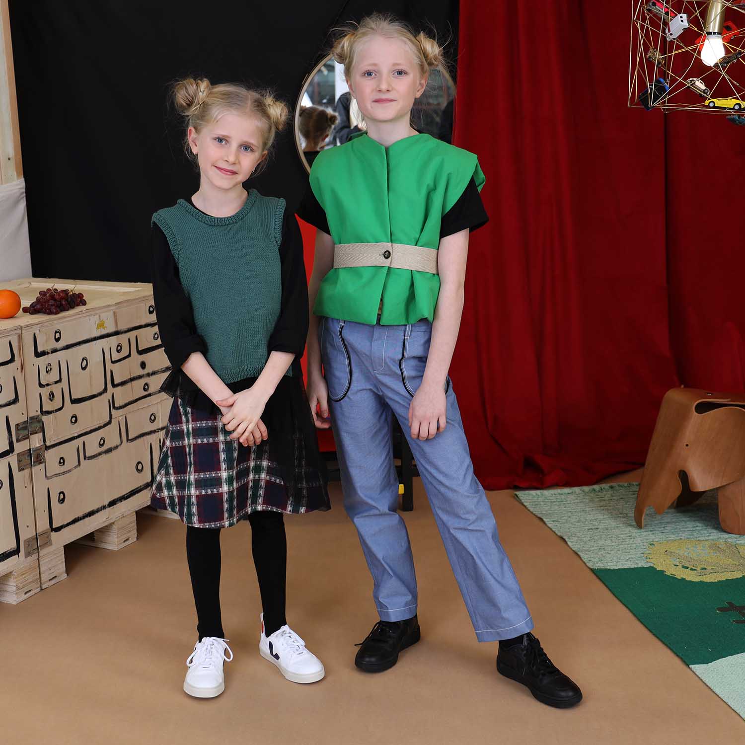 Infantium Victoria Tartan Kinderrock bordeaux Karo Mesh
