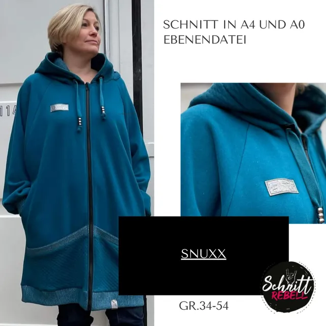 Schnittrebell Ebooks Mantel Snuxx Schnittmuster Gr.34-54 Oversize